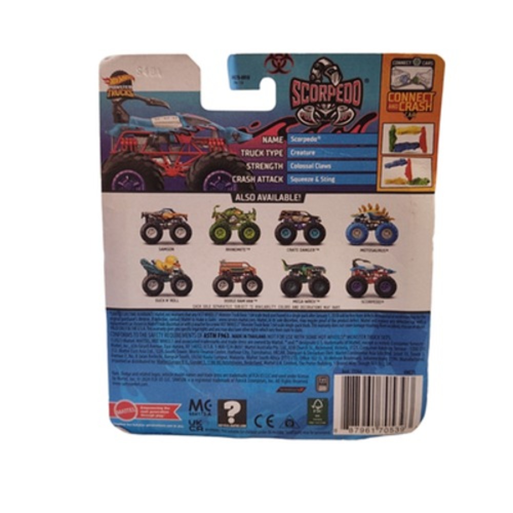 Hot Wheels Monster Trucks Scorpedo Creature 1:64 Scale Connect Crash - Picture 2 of 2